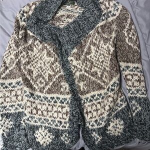 Eddie Bauer Brown and Cream Knit Cardigan
